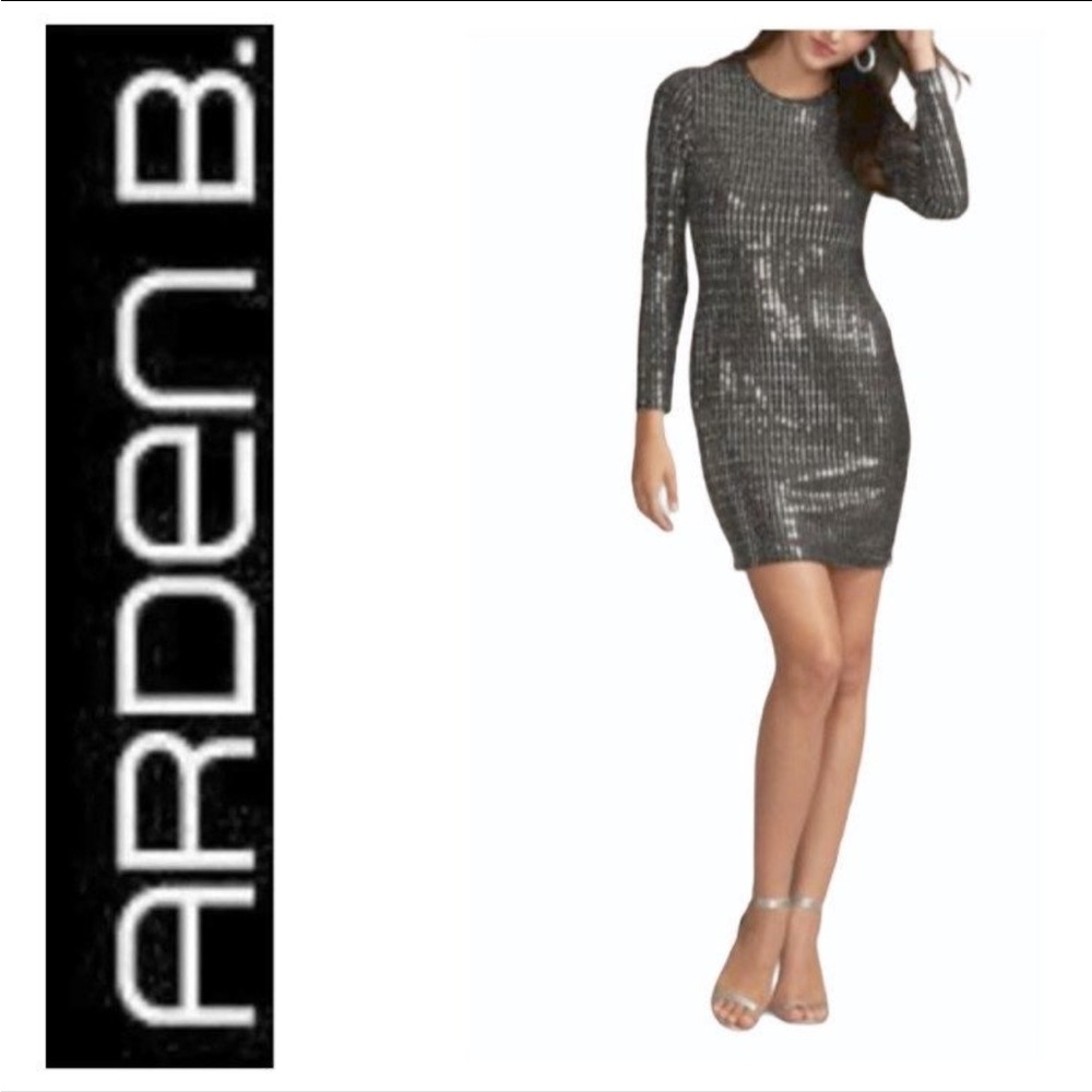 Flash Sale Arden B Dress Metallic Long Sleeve Dress Size M